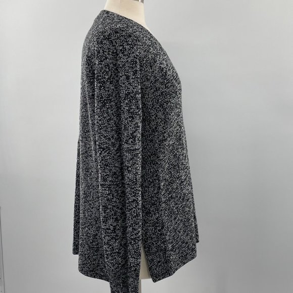 Athleta Shasta Black & White Heather Wool Blend Oversized Sweater Side Slit SZ M - Picture 6 of 10